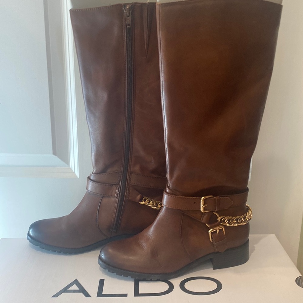 New!!Aldo brown  leather boots